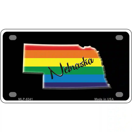 Nebraska Rainbow Metal Novelty License Plate 4" x 2.2" (MLP)