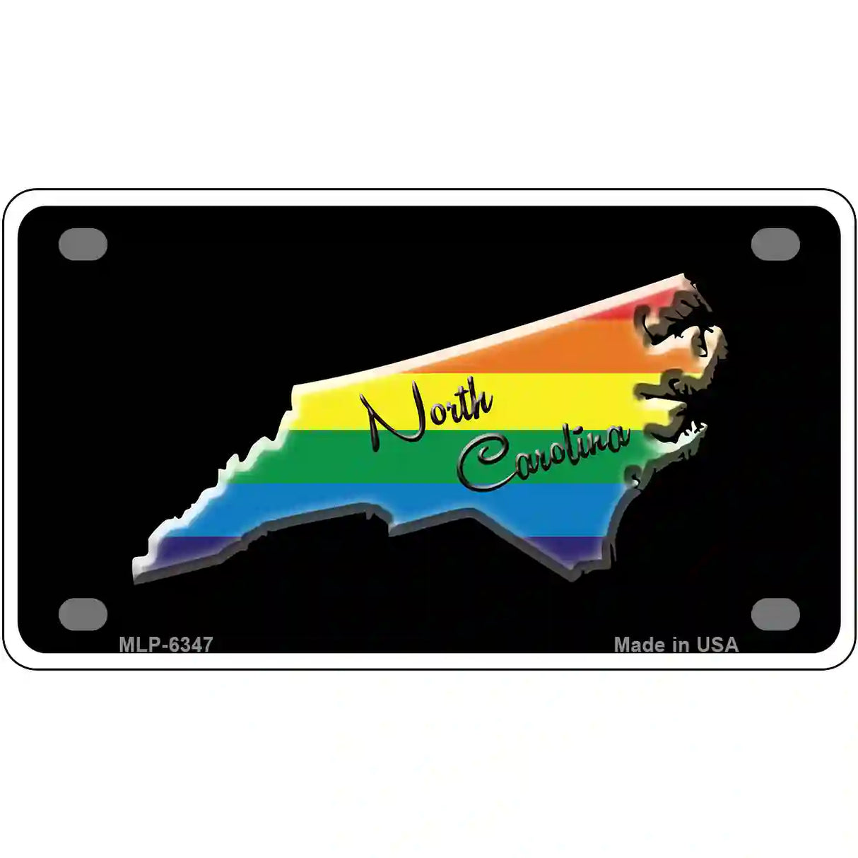 North Carolina Rainbow Metal Novelty License Plate 4" x 2.2" (MLP)