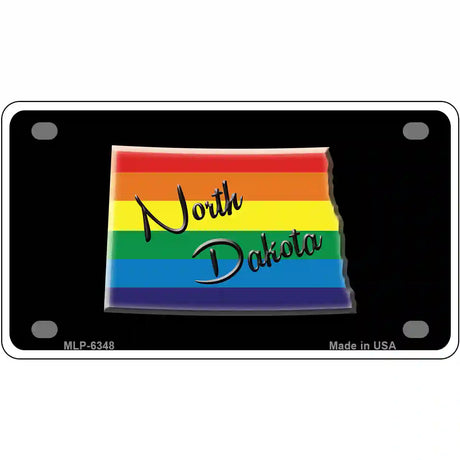 North Dakota Rainbow Metal Novelty License Plate 4" x 2.2" (MLP)