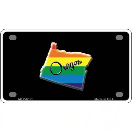 Oregon Rainbow Metal Novelty License Plate 4" x 2.2" (MLP)