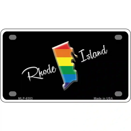 Rhode Island Rainbow Metal Novelty License Plate 4" x 2.2" (MLP)