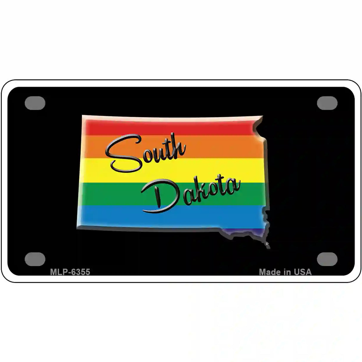 South Dakota Rainbow Metal Novelty License Plate 4" x 2.2" (MLP)