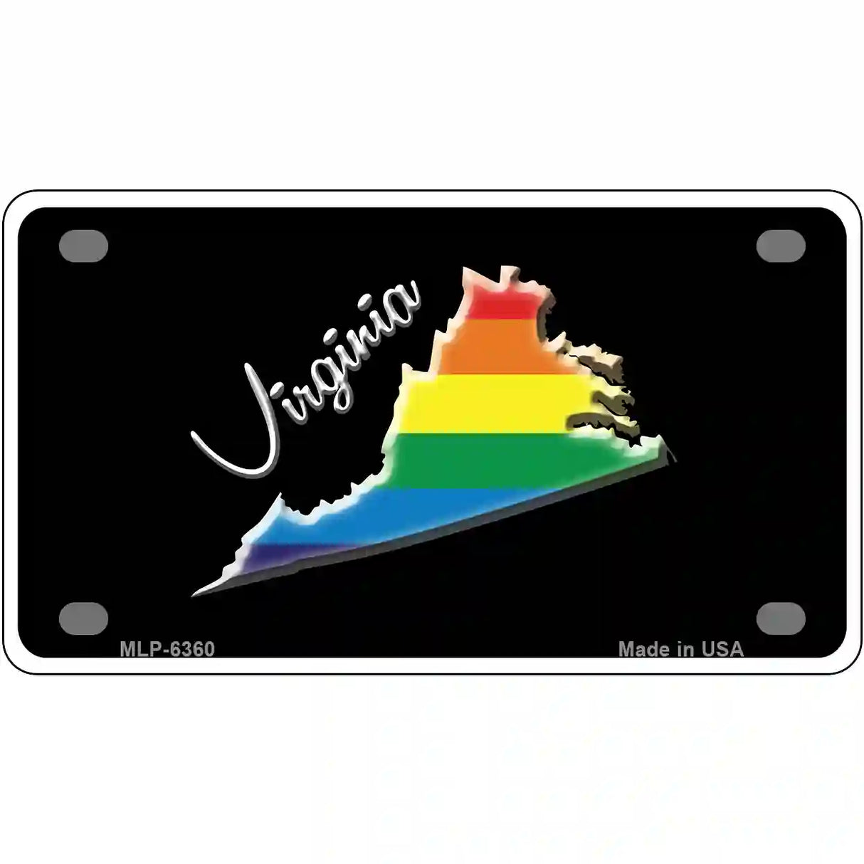 Virginia Rainbow Metal Novelty License Plate 4" x 2.2" (MLP)