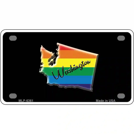 Washington Rainbow Metal Novelty License Plate 4" x 2.2" (MLP)