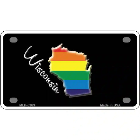 Wisconsin Rainbow Metal Novelty License Plate 4" x 2.2" (MLP)