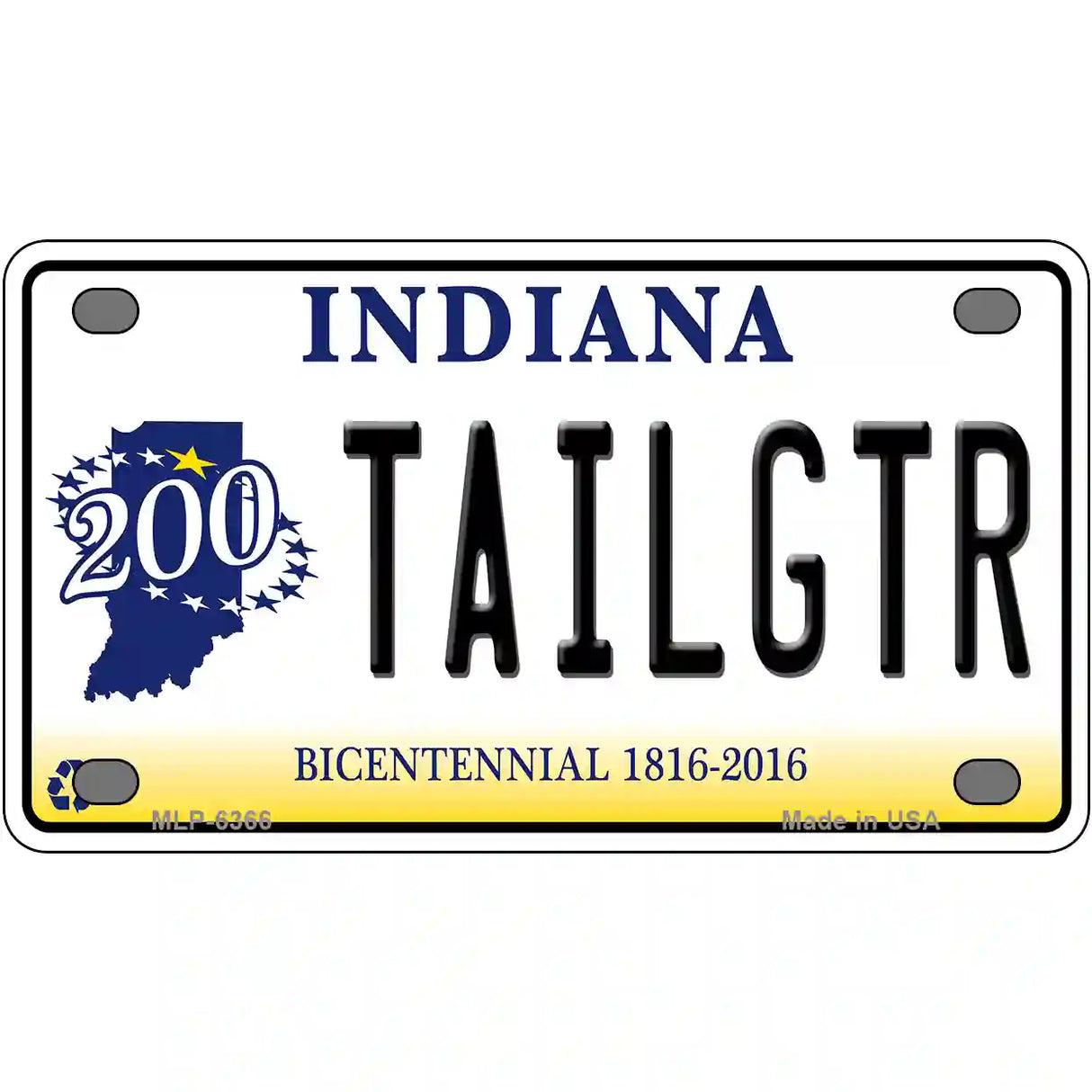 Tailgtr Indiana Bicentennial Novelty Metal License Plate 4" x 2.2" (MLP)