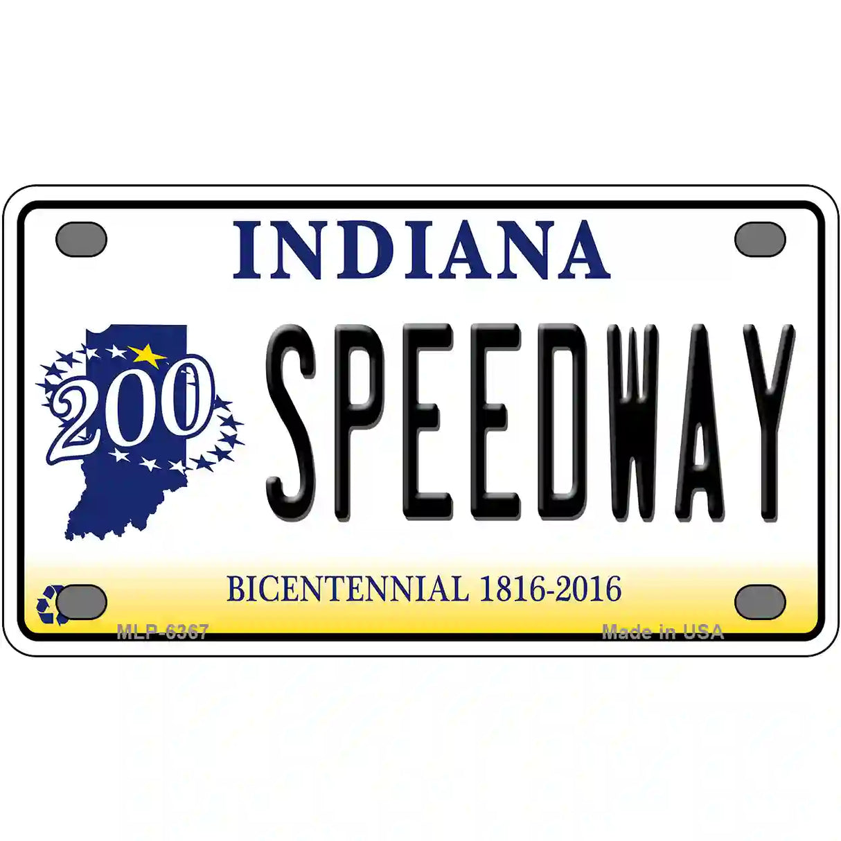 Speedway Indiana Novelty Metal License Plate 4" x 2.2" (MLP)