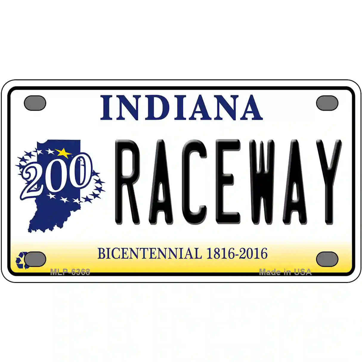 Raceway Indiana Novelty Metal License Plate 4" x 2.2" (MLP)