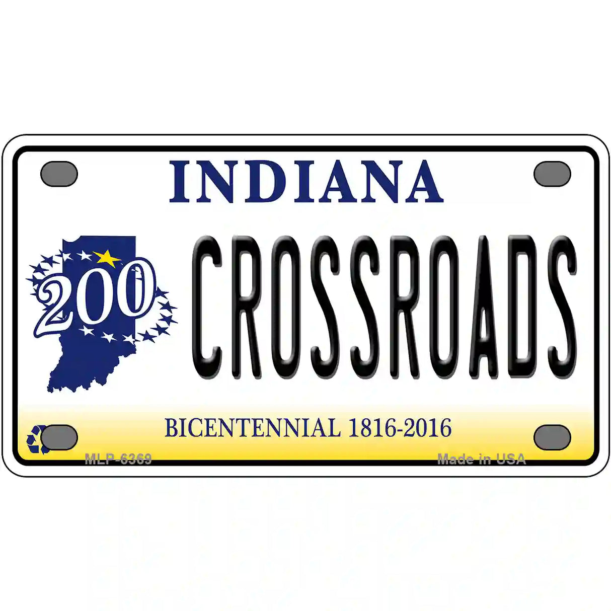 Crossroads Indiana Novelty Metal License Plate 4" x 2.2" (MLP)