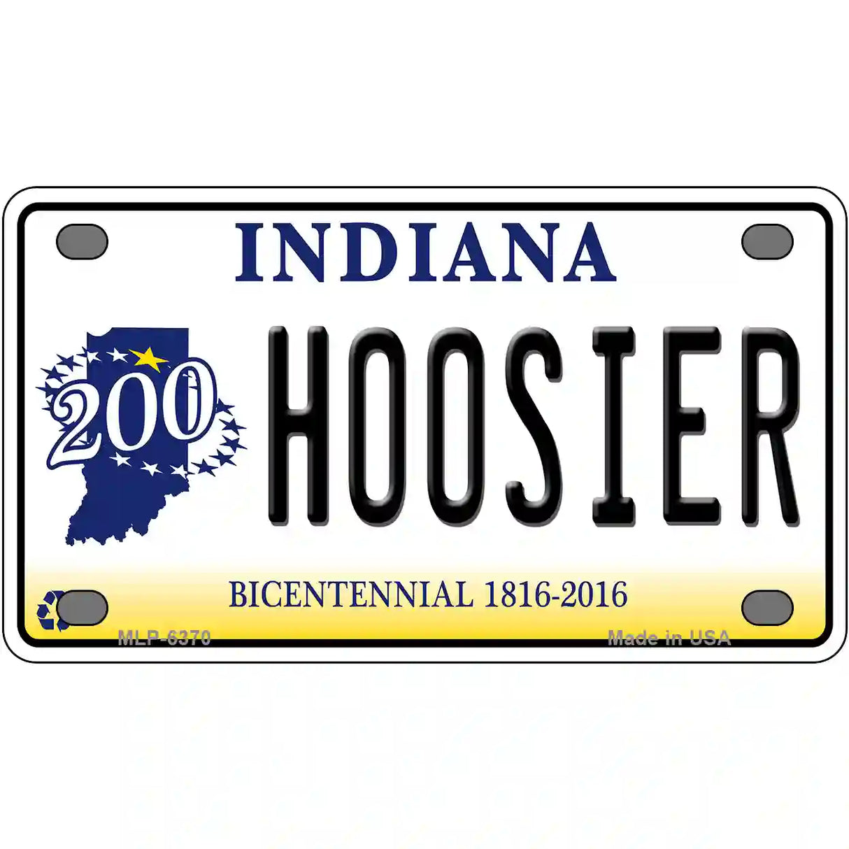 Hoosier Indiana Novelty Metal License Plate 4" x 2.2" (MLP)