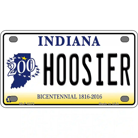 Hoosier Indiana Novelty Metal License Plate 4" x 2.2" (MLP)