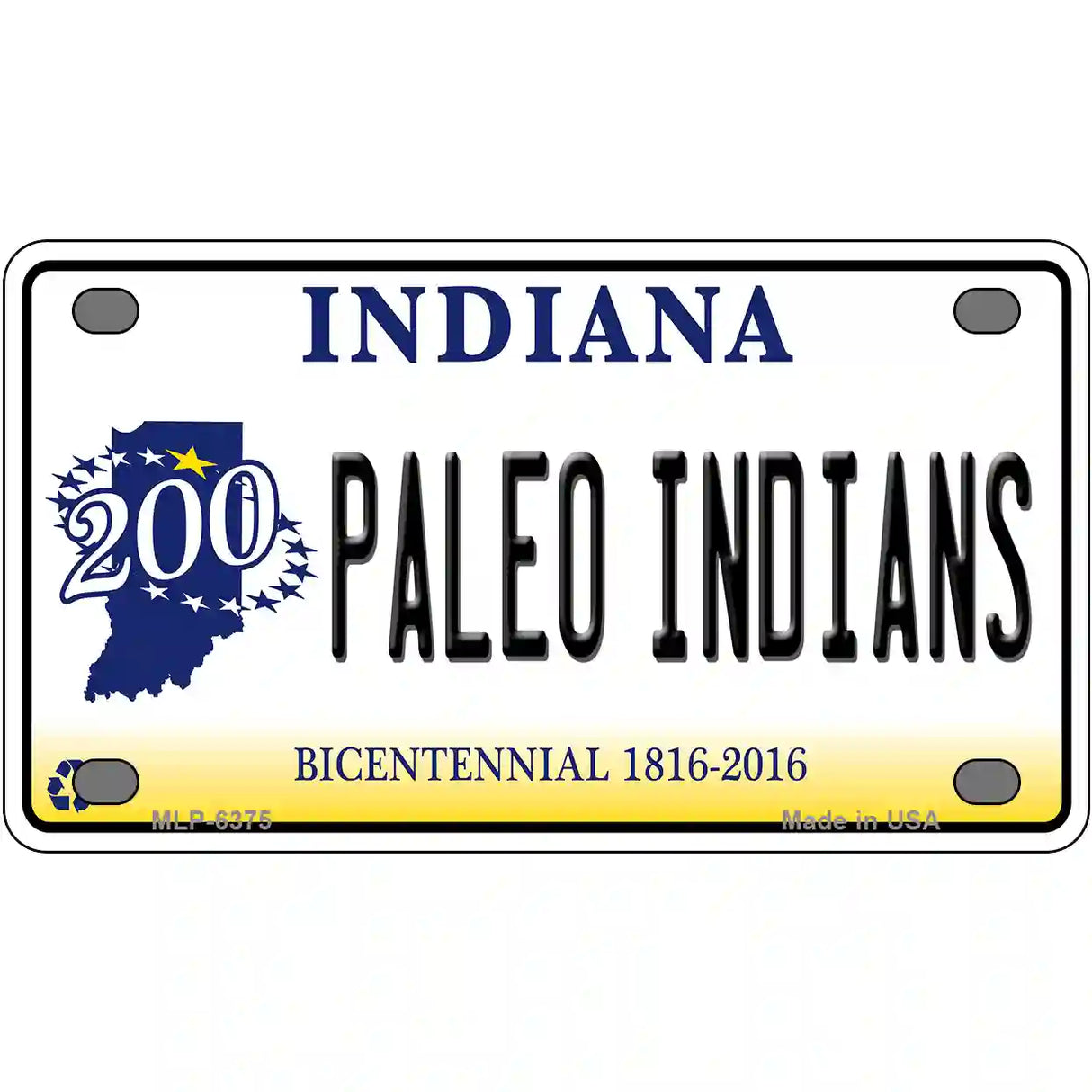 Paleo Indians Indiana Novelty Metal License Plate 4" x 2.2" (MLP)