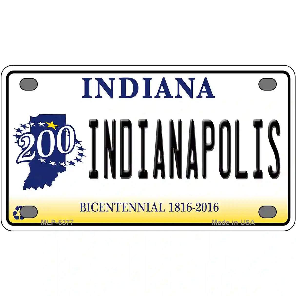 Indianapolis Indiana Novelty Metal License Plate 4" x 2.2" (MLP)