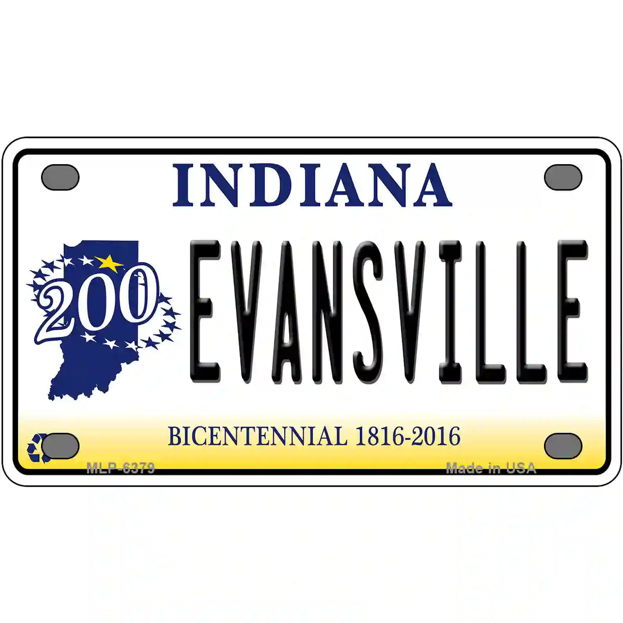 Evansville Indiana Novelty Metal License Plate 4" x 2.2" (MLP)