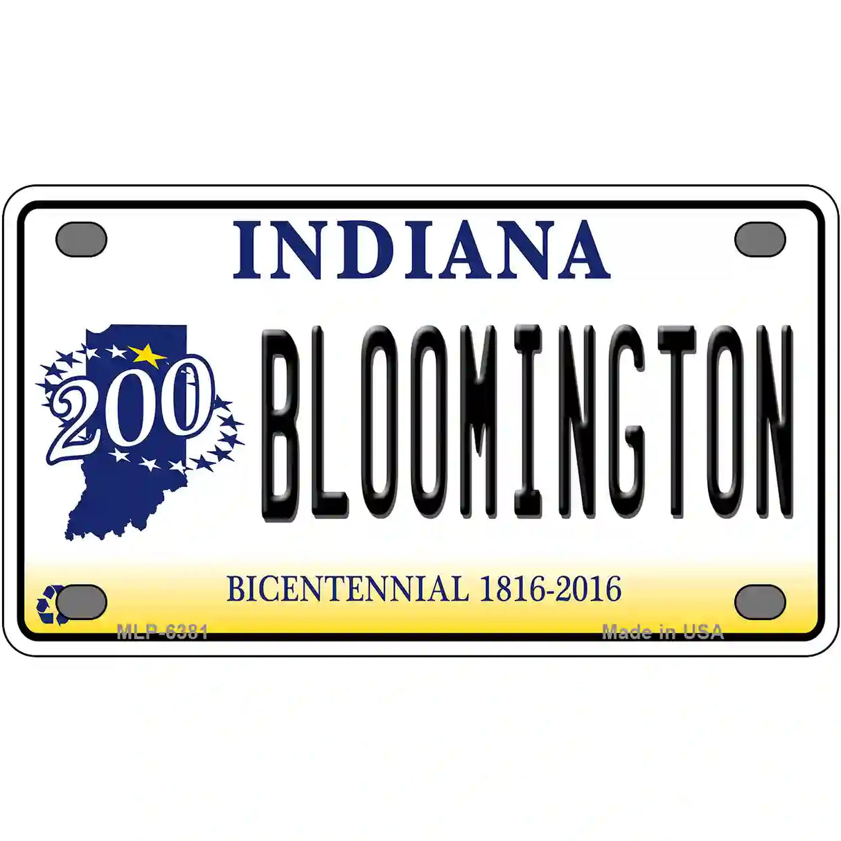 Bloomington Indiana Novelty Metal License Plate 4" x 2.2" (MLP)