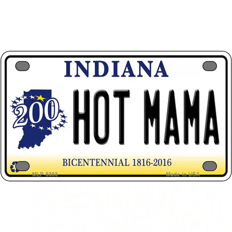 Hot Mama Indiana Novelty Metal License Plate 4" x 2.2" (MLP)