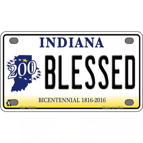 Blessed Indiana Novelty Metal License Plate 4" x 2.2" (MLP)