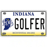 Golfer Indiana Novelty Metal License Plate 4" x 2.2" (MLP)