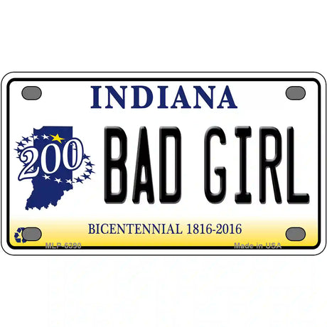 Bad Girl Indiana Novelty Metal License Plate 4" x 2.2" (MLP)