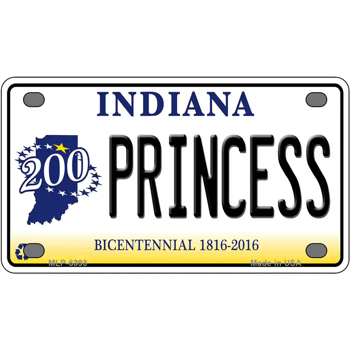 Princess Indiana Novelty Metal License Plate 4" x 2.2" (MLP)