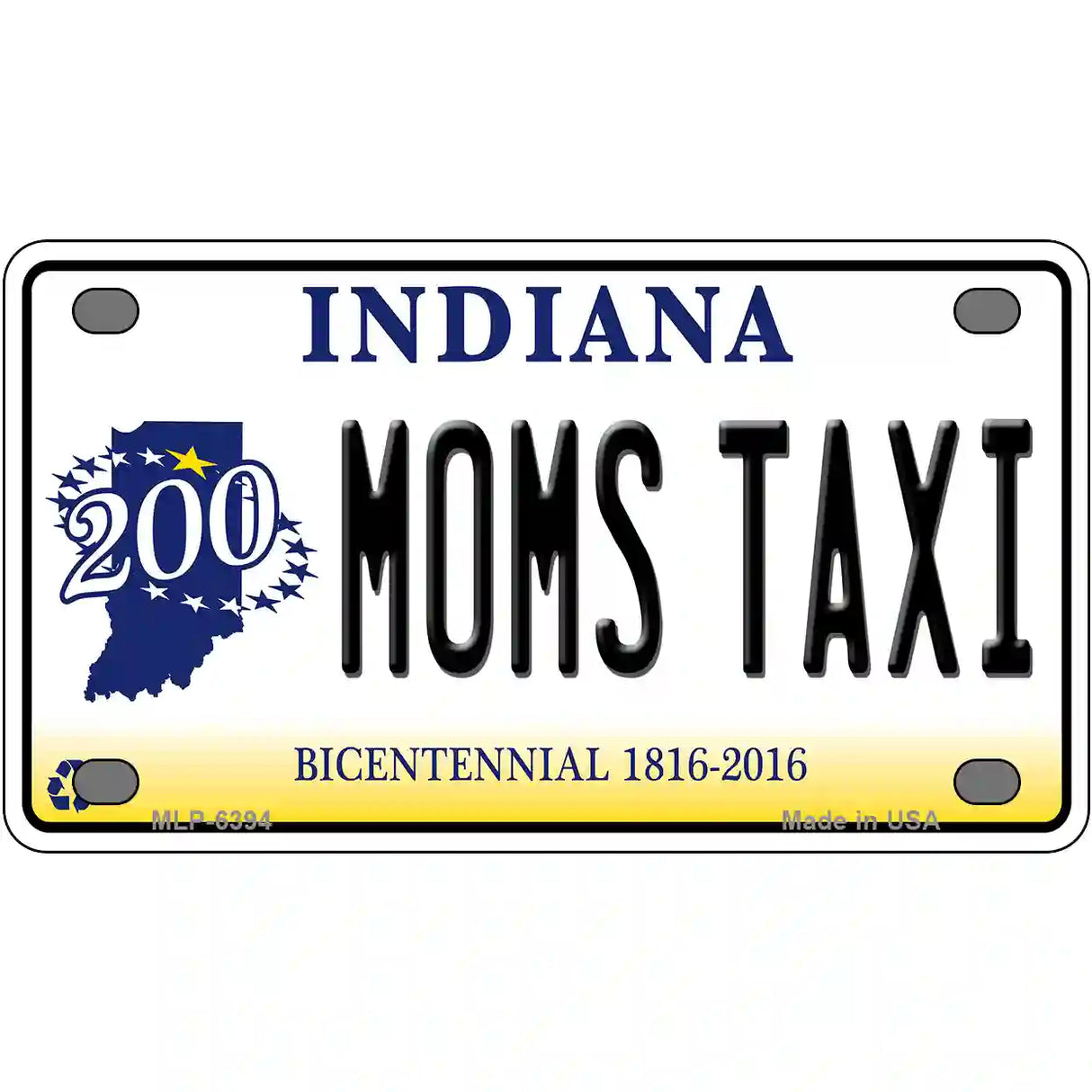 Moms Taxi Indiana Novelty Metal License Plate 4" x 2.2" (MLP)