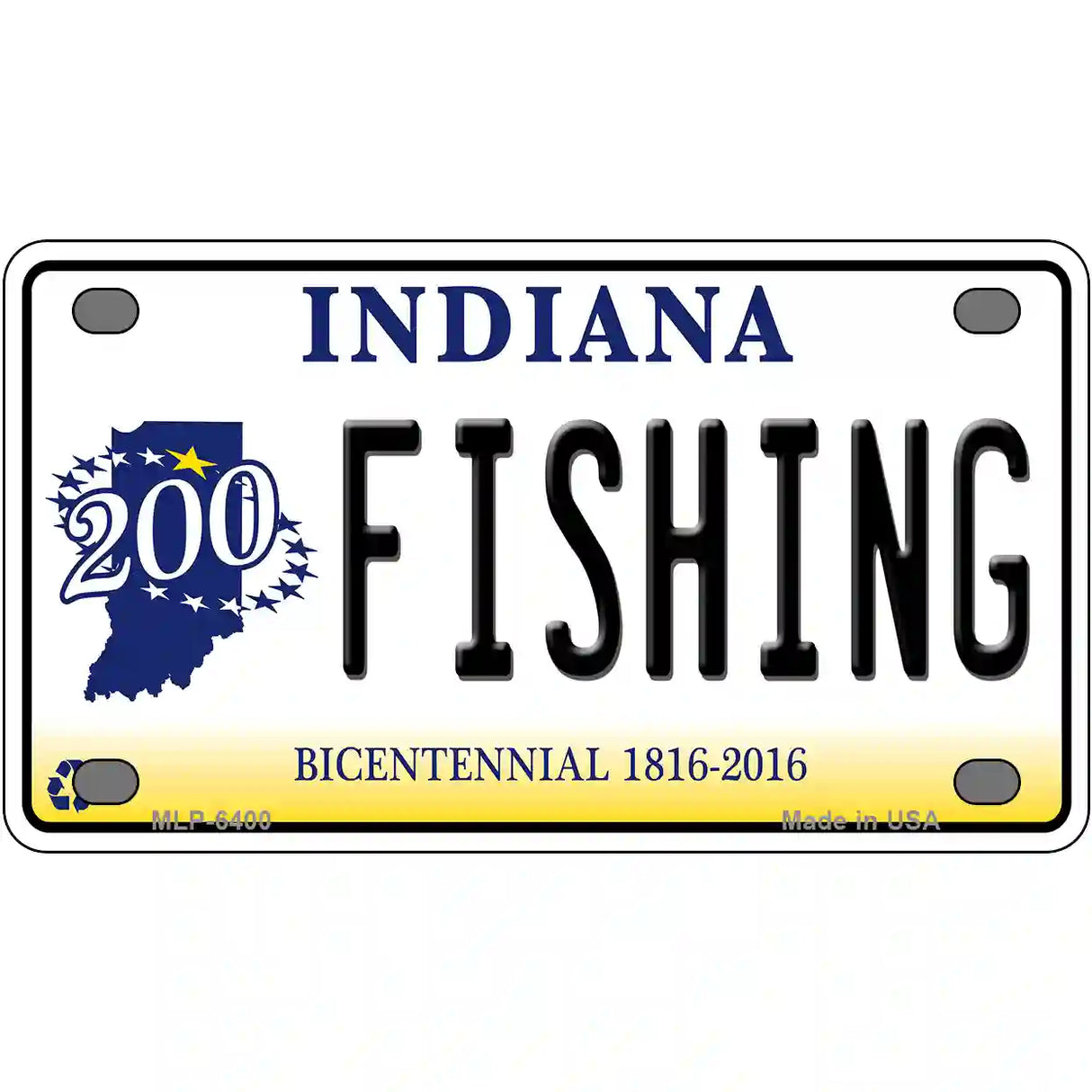 Fishing Indiana Novelty Metal License Plate 4" x 2.2" (MLP)