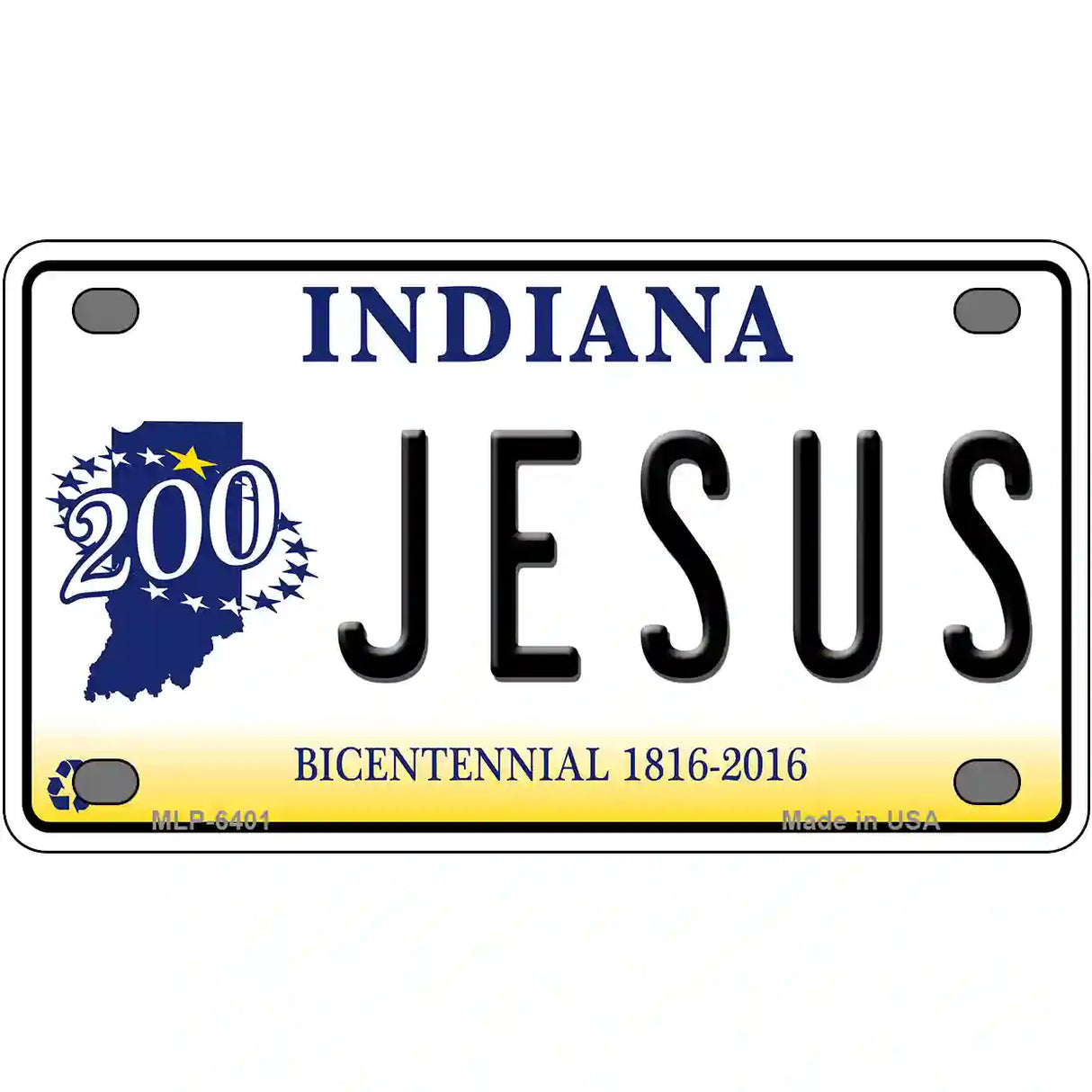 Jesus Indiana Novelty Metal License Plate 4" x 2.2" (MLP)