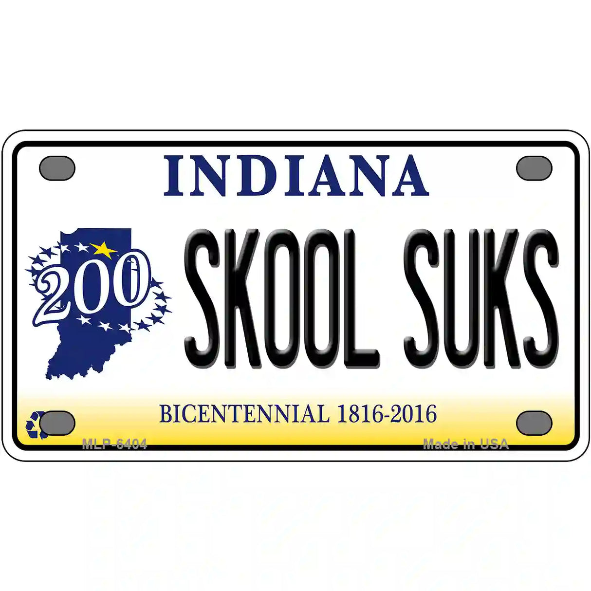 Skook Suks Indiana Novelty Metal License Plate 4" x 2.2" (MLP)