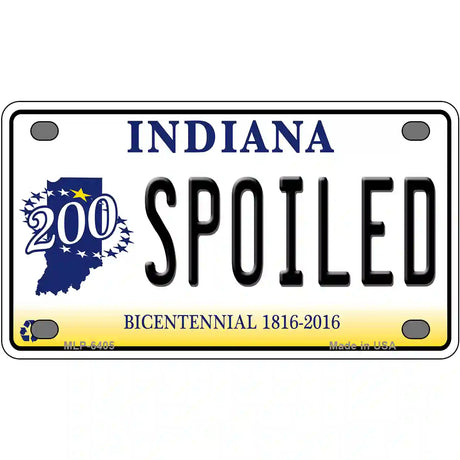 Spoiled Indiana Novelty Metal License Plate 4" x 2.2" (MLP)