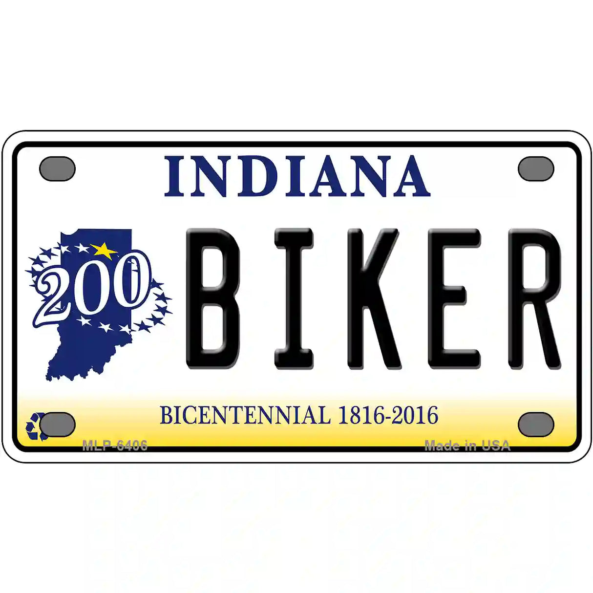 Biker Indiana Novelty Metal License Plate 4" x 2.2" (MLP)