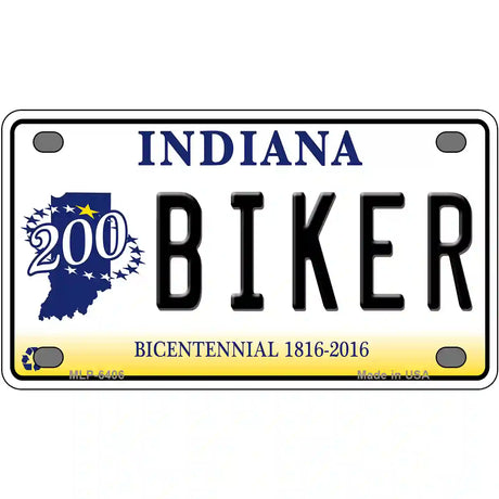 Biker Indiana Novelty Metal License Plate 4" x 2.2" (MLP)