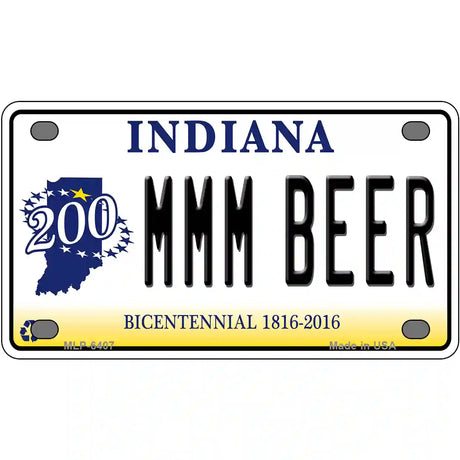 MMM Beer Indiana Novelty Metal License Plate 4" x 2.2" (MLP)