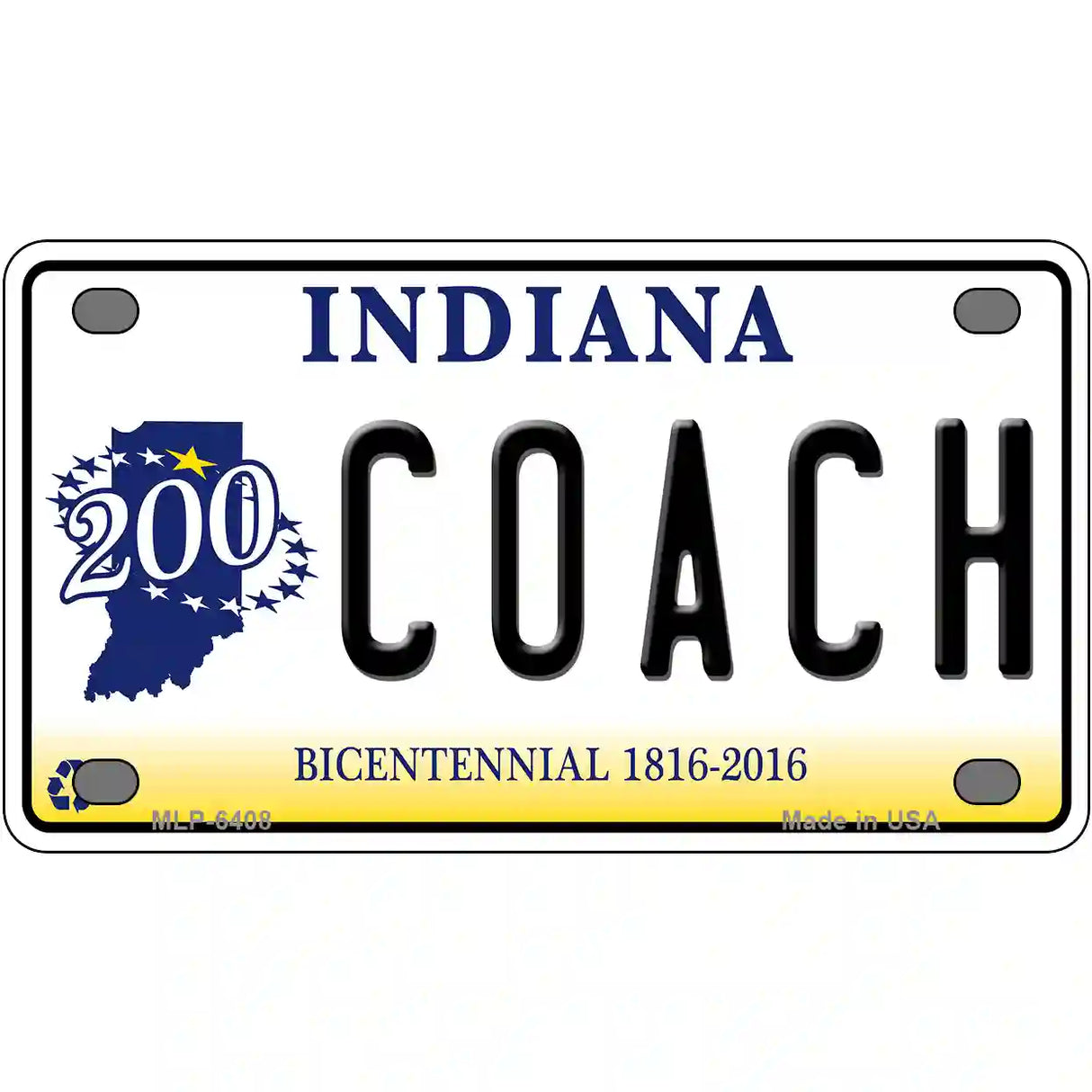 Coach Indiana Novelty Metal License Plate 4" x 2.2" (MLP)