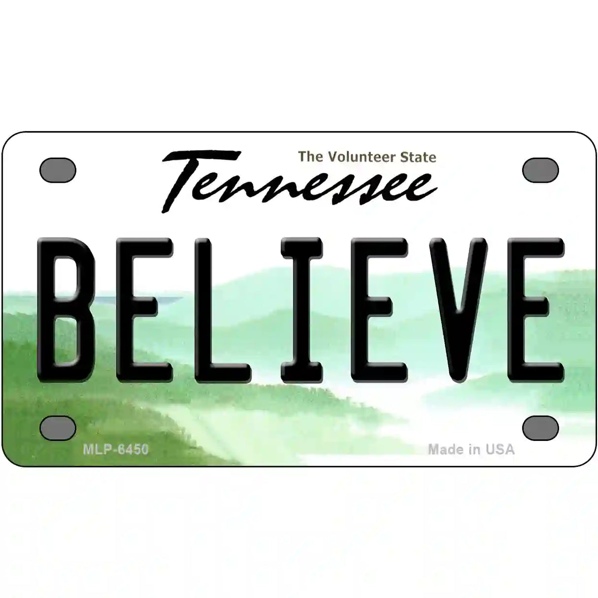 Believe Tennessee Novelty Metal License Plate 4" x 2.2" (MLP)