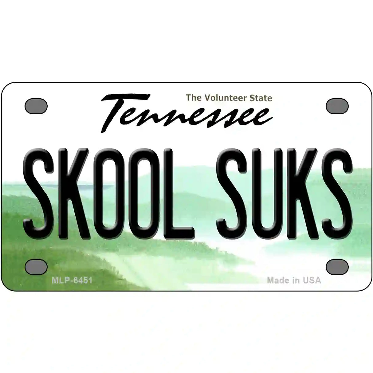 Skool Suks Tennessee Novelty Metal License Plate 4" x 2.2" (MLP)