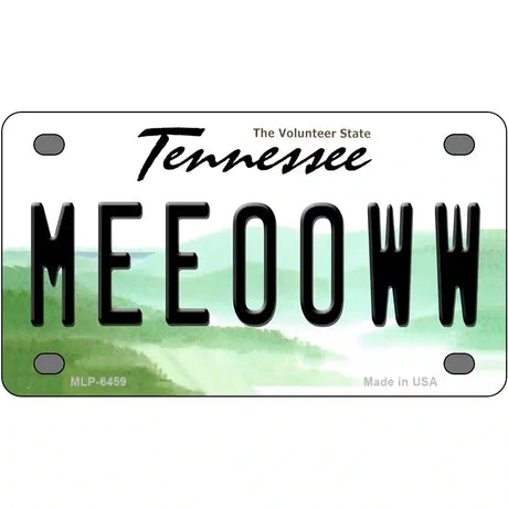 Meeooww Tennessee Novelty Metal License Plate 4" x 2.2" (MLP)