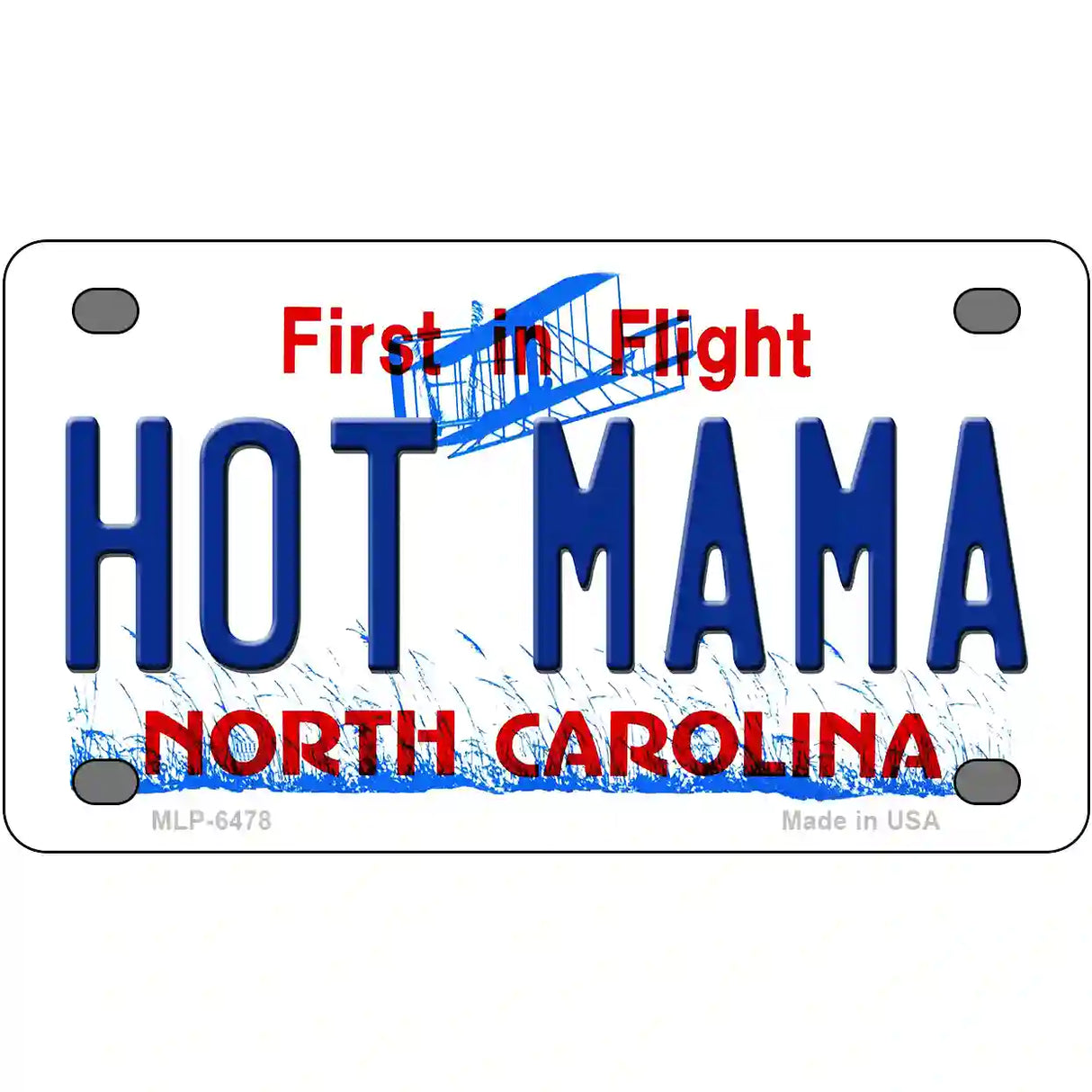 Hot Mama North Carolina Novelty Metal License Plate 4" x 2.2" (MLP)