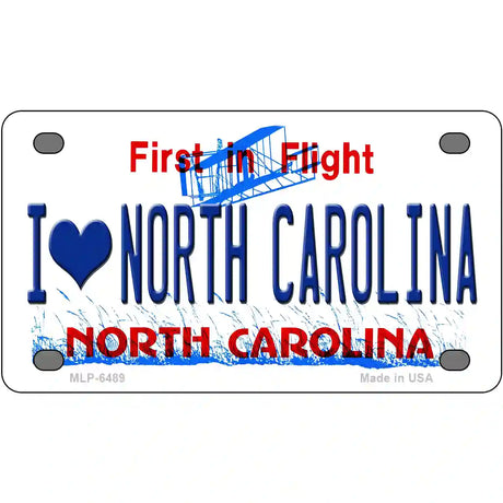 I Love North Carolina Novelty Metal License Plate 4" x 2.2" (MLP)