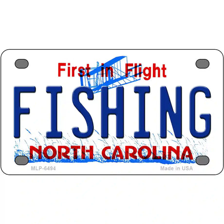 Fishing North Carolina Novelty Metal License Plate 4" x 2.2" (MLP)