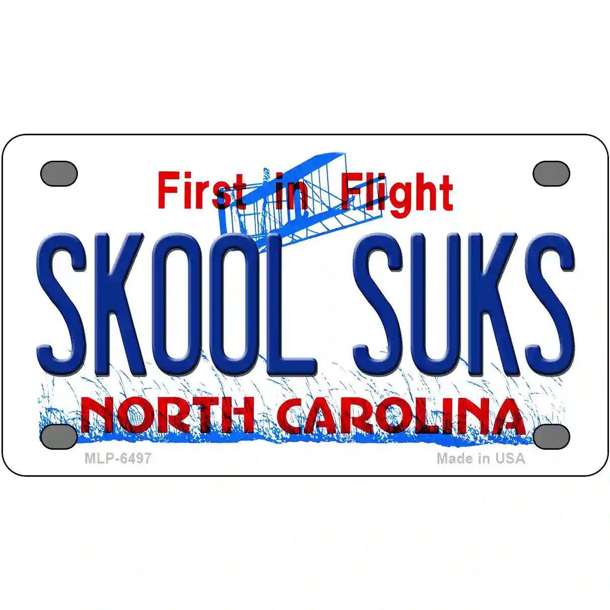 Skool Suks North Carolina Novelty Metal License Plate 4" x 2.2" (MLP)