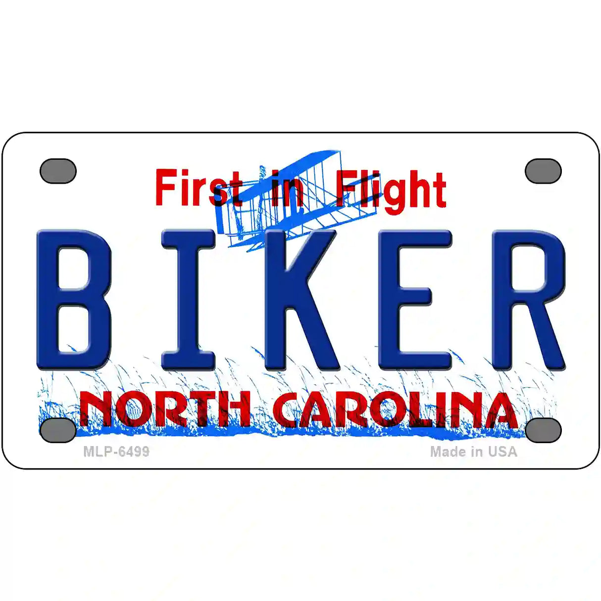 Biker North Carolina Novelty Metal License Plate 4" x 2.2" (MLP)