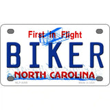 Biker North Carolina Novelty Metal License Plate 4" x 2.2" (MLP)