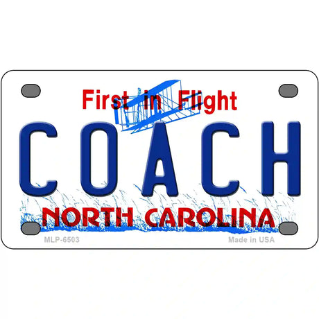 Coach North Carolina Novelty Metal License Plate 4" x 2.2" (MLP)