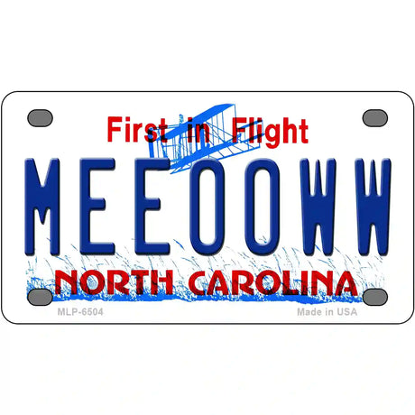 Meeooww North Carolina Novelty Metal License Plate 4" x 2.2" (MLP)