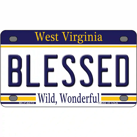 Blessed West Virginia Novelty Metal License Plate 4" x 2.2" (MLP)