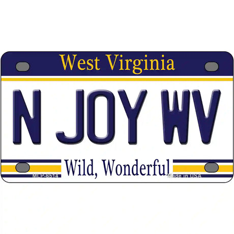 N Joy West Virginia Novelty Metal License Plate 4" x 2.2" (MLP)