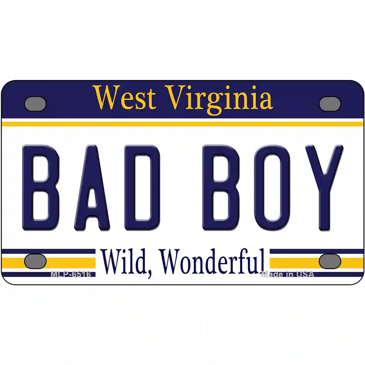 Bad Boy West Virginia Novelty Metal License Plate 4" x 2.2" (MLP)