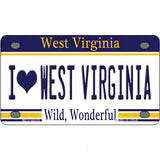 I Love West Virginia Novelty Metal License Plate 4" x 2.2" (MLP)