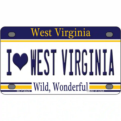 I Love West Virginia Novelty Metal License Plate 4" x 2.2" (MLP)