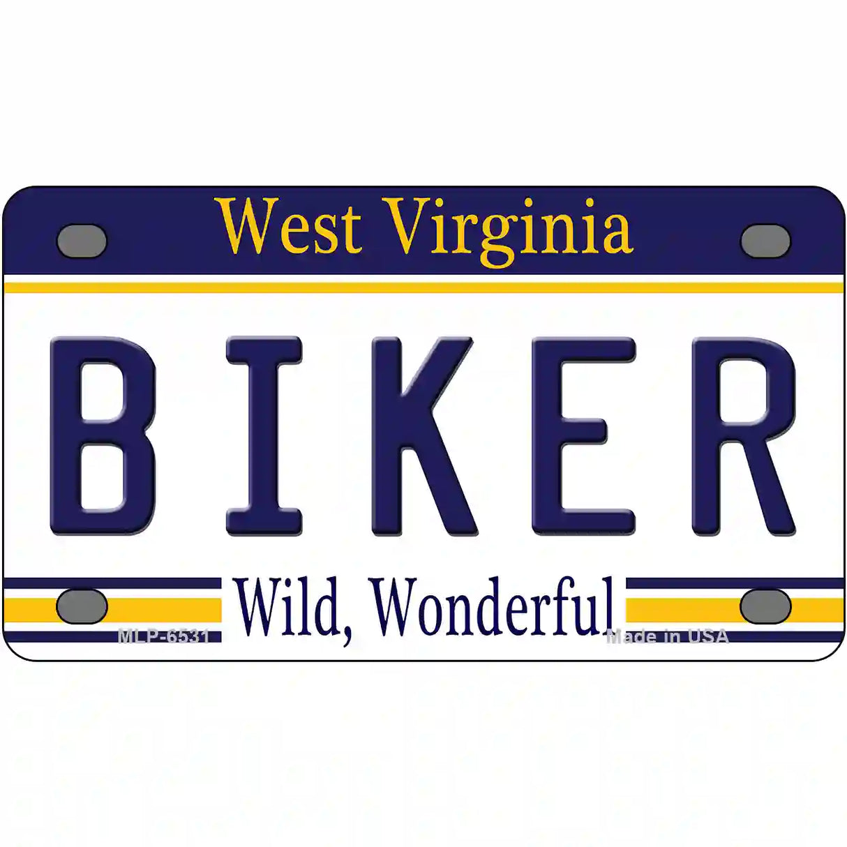 Biker West Virginia Novelty Metal License Plate 4" x 2.2" (MLP)